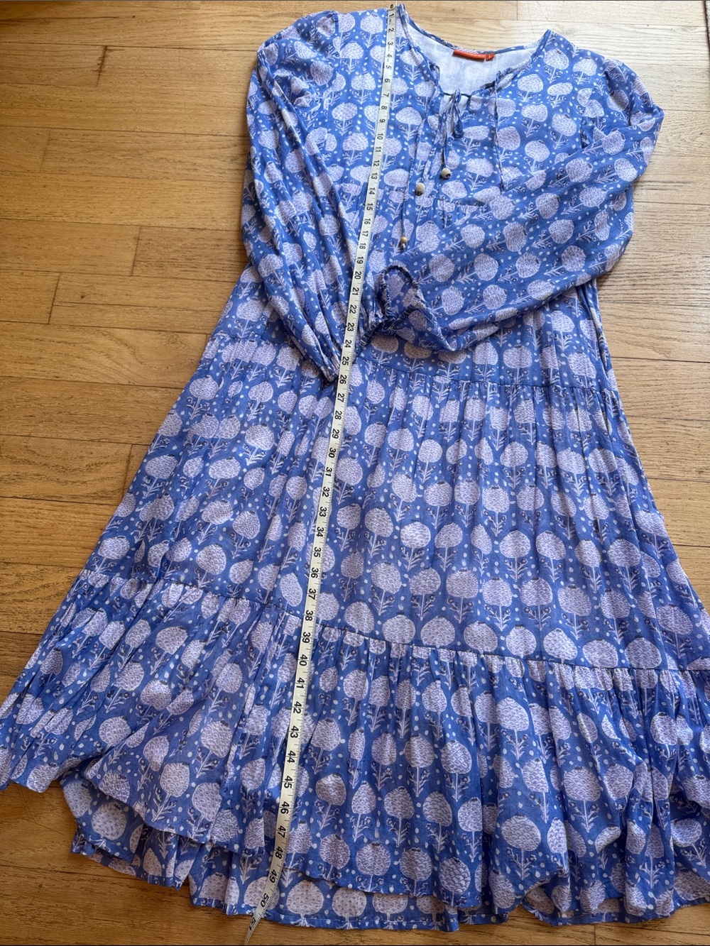 Oliphant blue and white long sleeve dress, size large - Picture 9 of 12